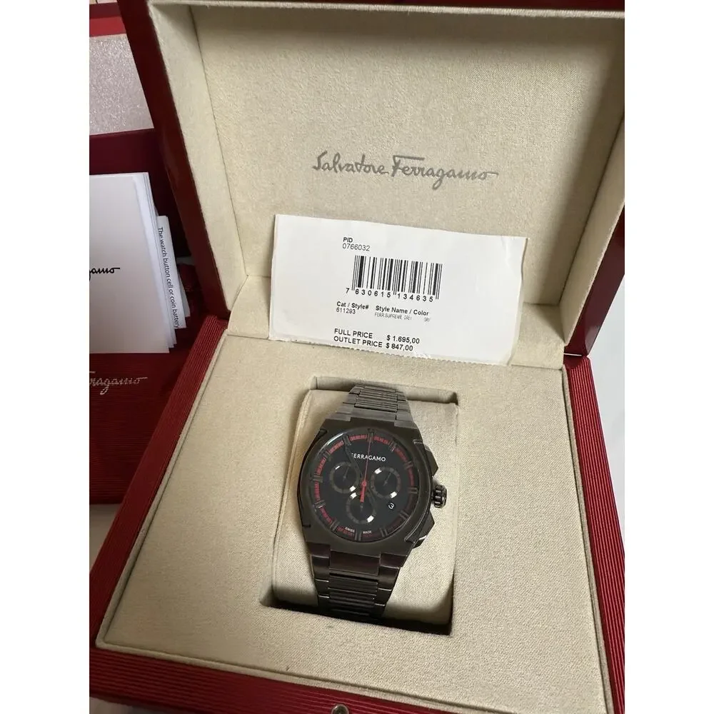 Ferragamo Supreme‎ Chrono Men’s Swiss Quartz Watch 43mm Gunmetal SFK200423